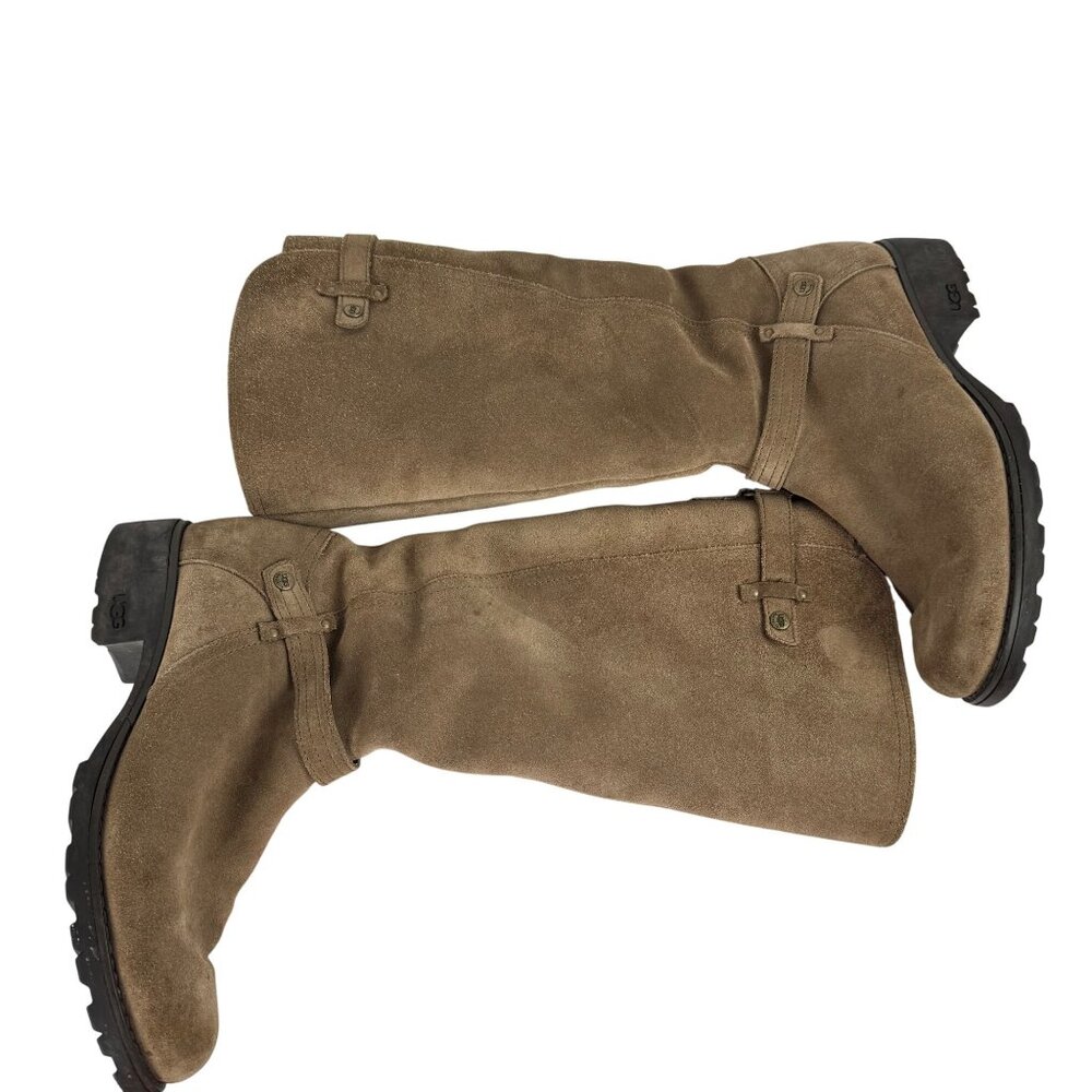 Ugg Jillian Suede Riding Boots Size 8 Sherpa Tan Brown Casual Winter Outdoors - Picture 4 of 16